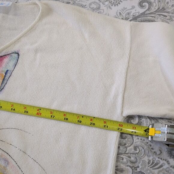 Vtg Diane Wat Design Handpainted Sweater Bunny Rabbit Shirt Size Small Med - Picture 6 of 16